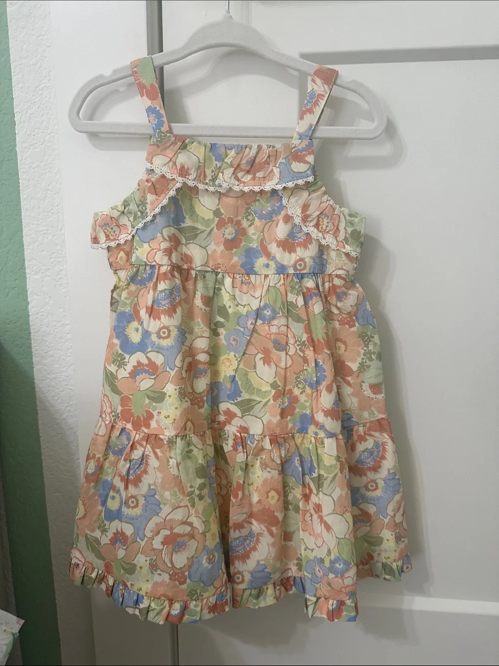Janie and Jack Peach Blue Green Floral Sundress
